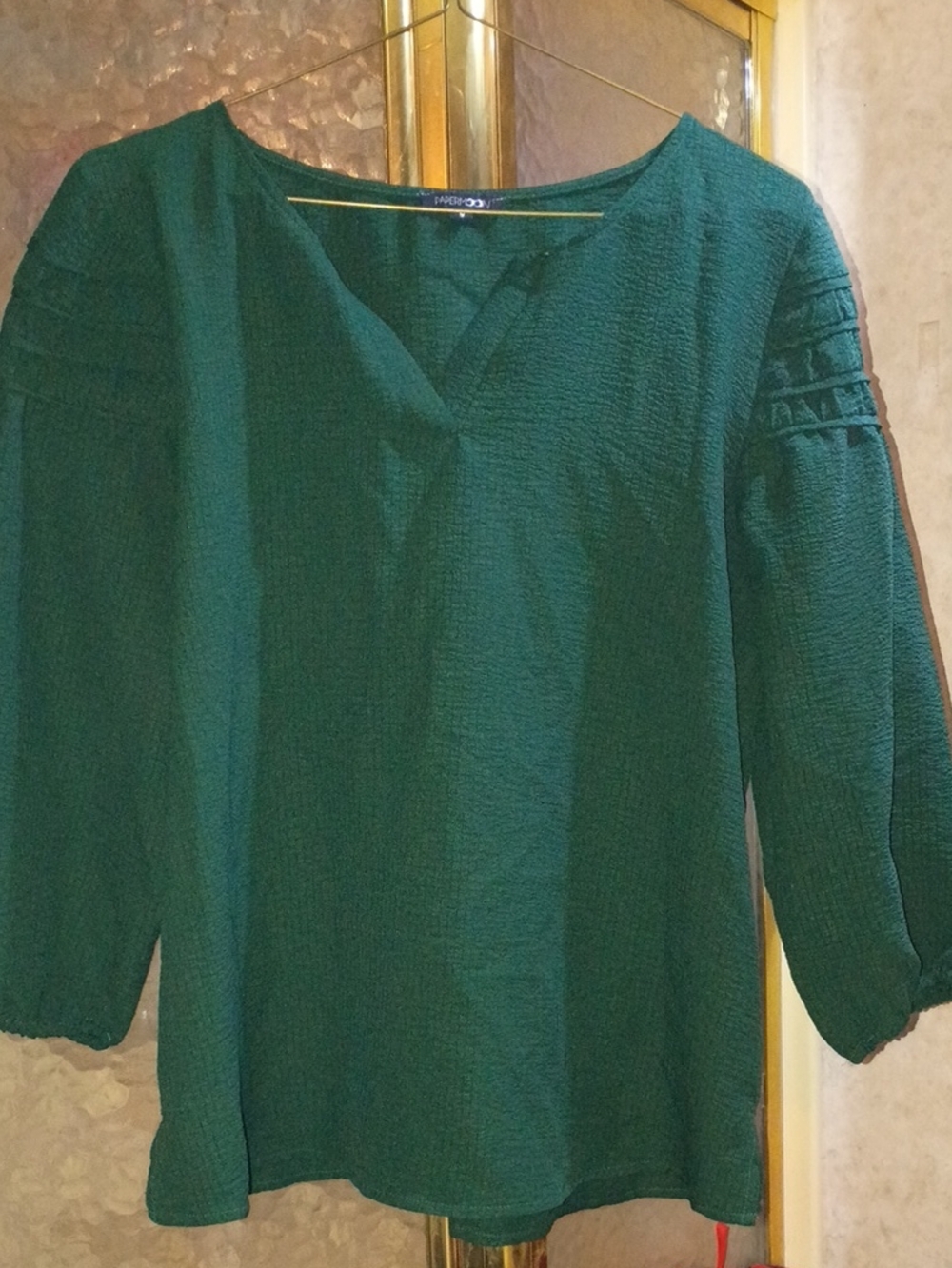 Papermoon Emerald Textured V-Neck Tunic Top